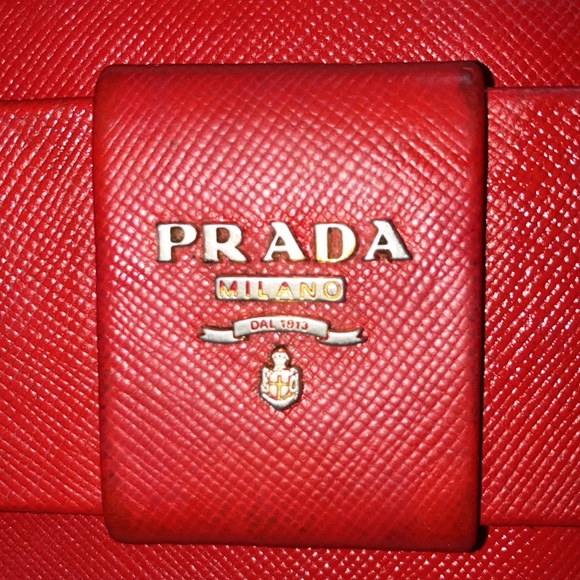PRADA Host Pick Authentic red safiano leather long zip around Wallet with bow - Picture 4 of 17